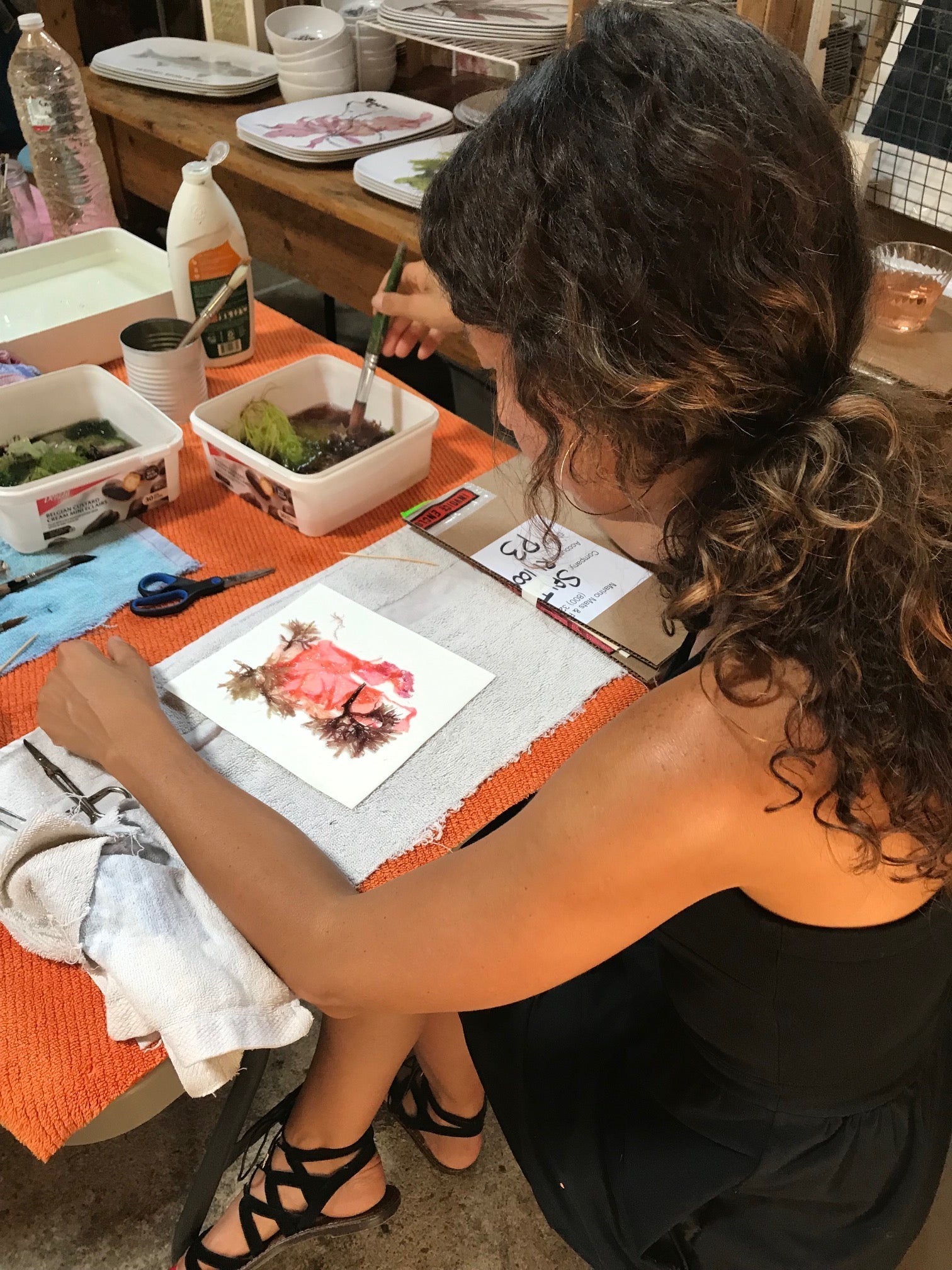 Seaweed pressing workshop at Saltwater Studio.